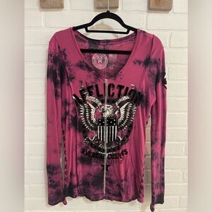 Affliction women’s purple and black long sleeve top.